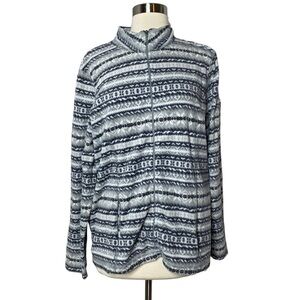 LL Bean Full Zip Lightweight Fleece Jacket Geometrical L